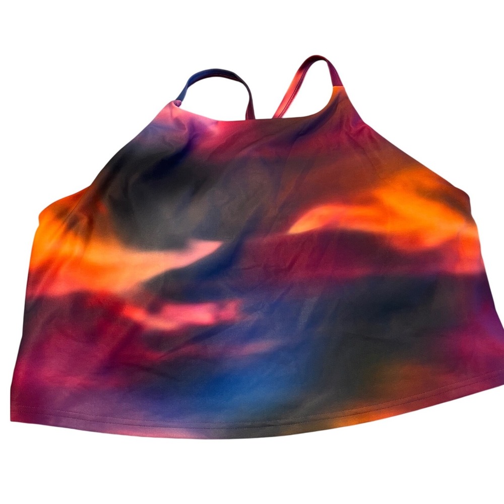 Old Navy Active Powersoft 2X Sunset Abstract High Neck Racerback Tank Top Bra